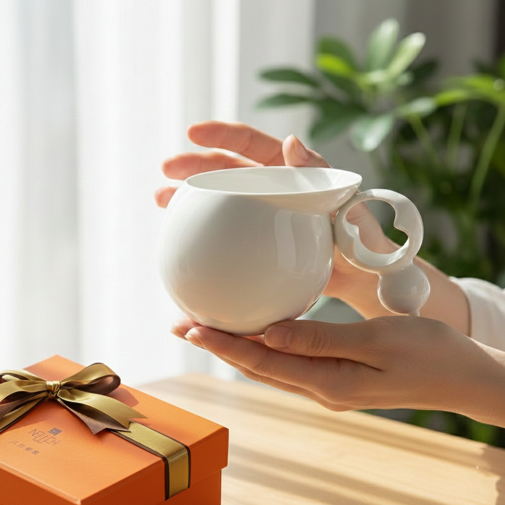 八方新氣 白瓷 親密時光 咖啡杯 茶杯 葫蘆相依造型 居家生活 餐具