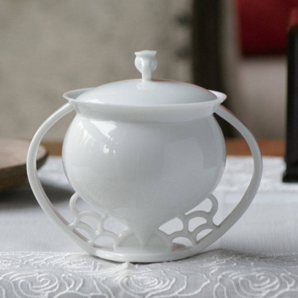 八方新氣 瓷器 蓋杯 窗櫺 杯子 蓋子 白色 滿庭芳 水滴