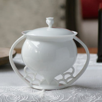 八方新氣 瓷器 蓋杯 窗櫺 杯子 蓋子 白色 滿庭芳 水滴