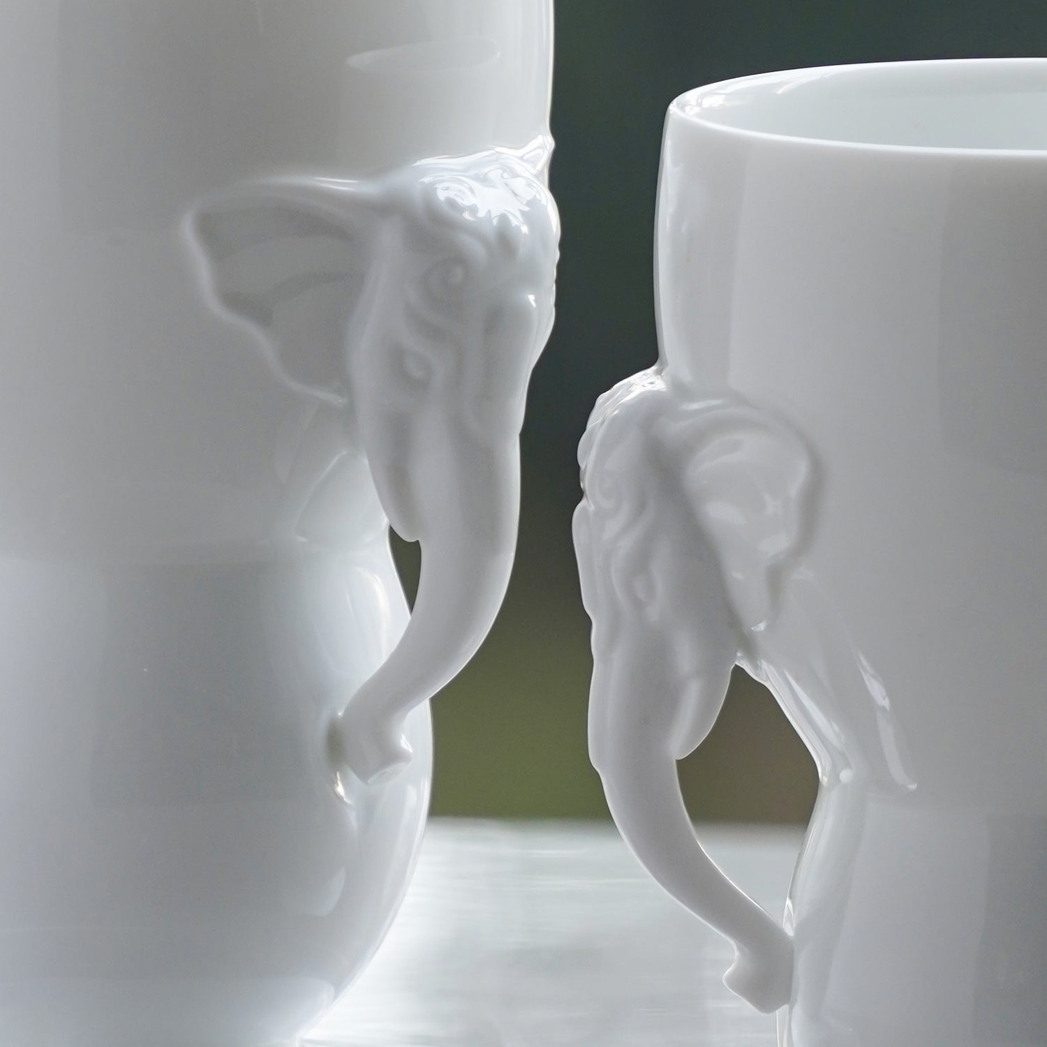 八方新氣 瓷器 送禮 大象 對杯 杯子 白色 居家生活 把手杯