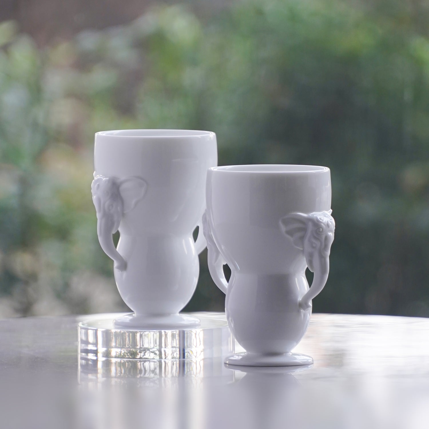 八方新氣 瓷器 送禮 大象 對杯 杯子 白色 居家生活 把手杯