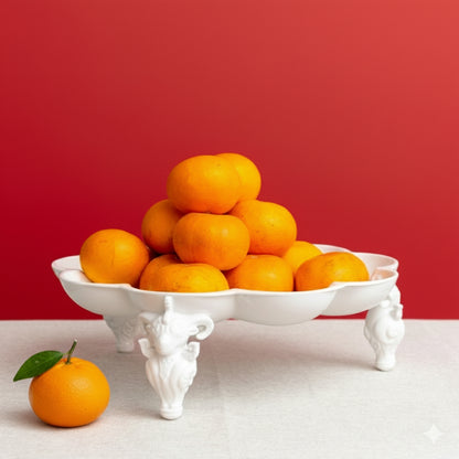 吉祥鼎盛 果盤 花器 居家生活 白瓷 藝術造形盤