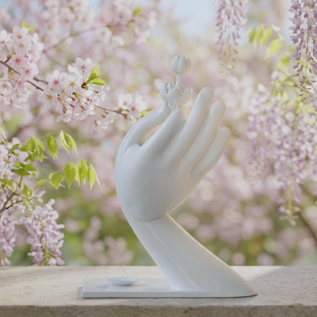 大慈飄香 白瓷花器 佛手拈蓮 禪意擺飾 八方新氣 NewChi Porcelai 局部 限量