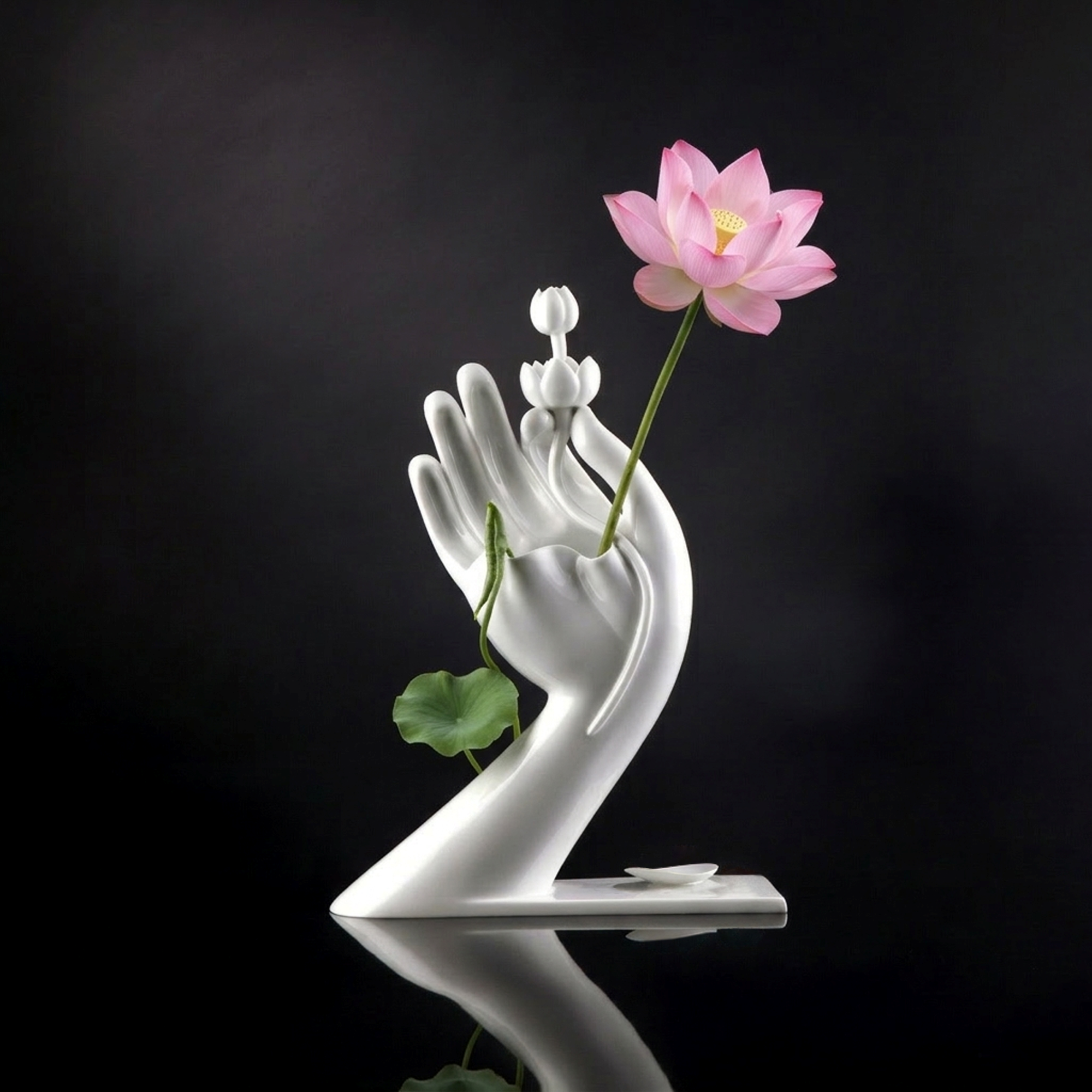 大慈飄香 白瓷花器 佛手拈蓮 禪意擺飾 八方新氣 NewChi Porcelai 限量