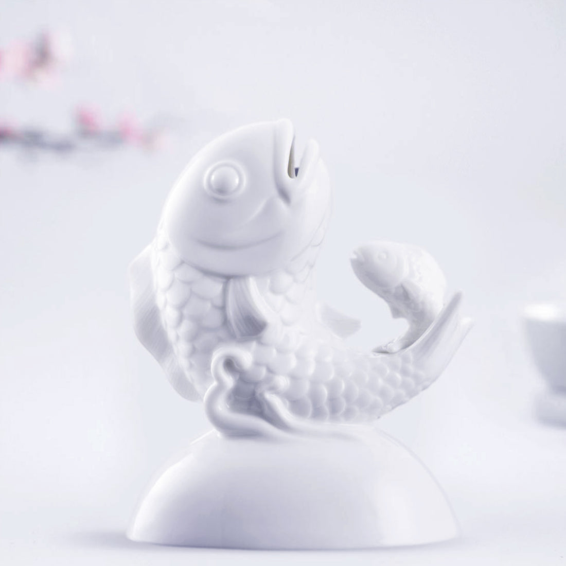 八方新氣 代代富足 陶瓷 存錢筒 白瓷 魚