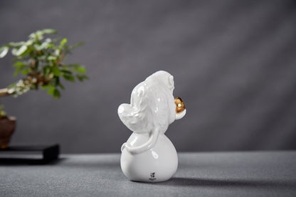 八方新氣 猴 瓷偶 福壽兩全 瓷器 生肖擺飾 印璽 印章 白瓷 禮物