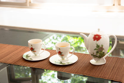八方新氣 故宮 紅禧 花卉 經典 杯子 盤子 瓷器 茶具 茶壺 紅花 水滴