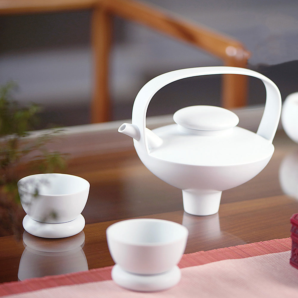 八方新氣 瓷器 茶具 霧面 杯子 白色 壺 日出望月