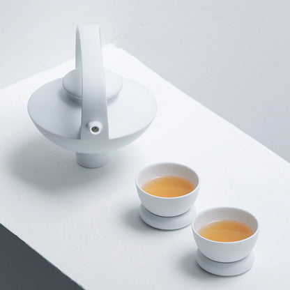 八方新氣 瓷器 茶具 霧面 杯子 白色 壺 日出望月